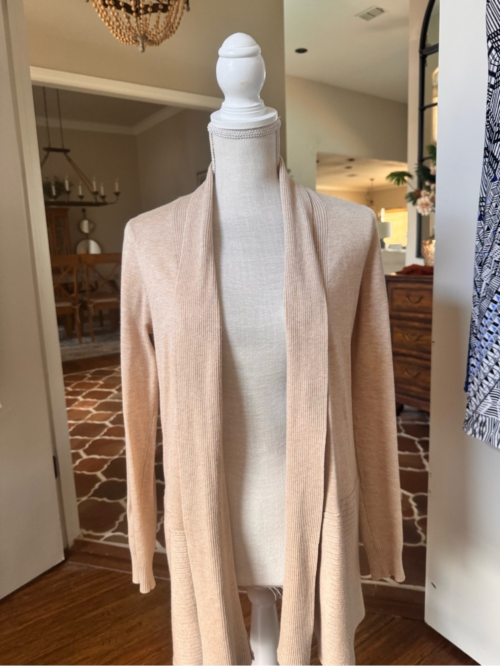 Pink Clover Open-Front Cardigan - Beige Blush